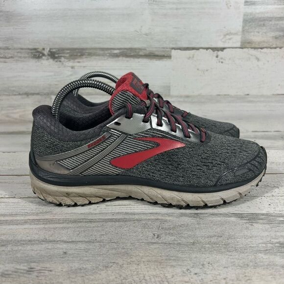 Brooks Womens Adrenaline GTS 18 Grey Red Athletic‎ Running Shoes Size 8.5 - Picture 1 of 8